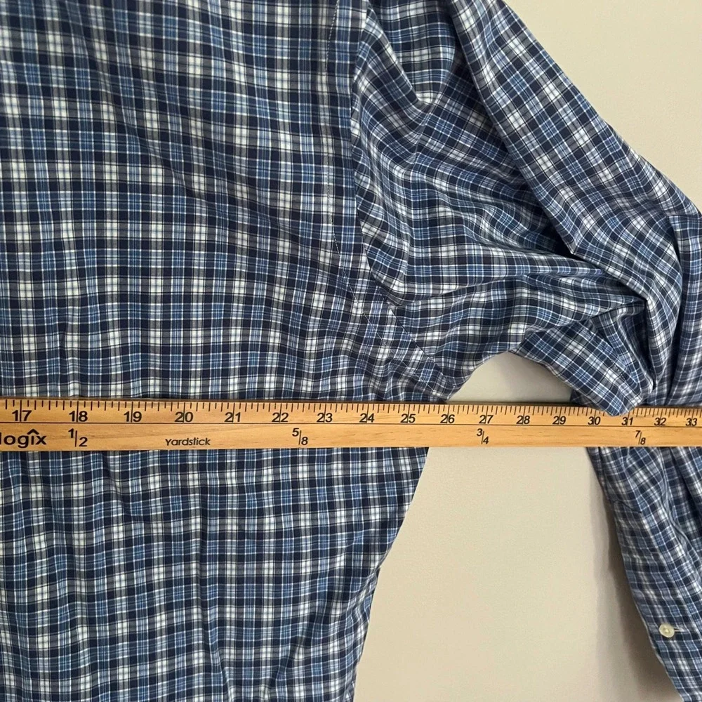 Ralph Lauren Classic Fit XL Blue Plaid Button Down Shirt Mens 100% Cotton